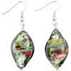 Silver Foil Twist Leaf Murano Glass Earrings