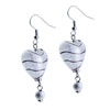 Silver Foil Heart Dangle Earrings