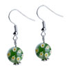  Earrings - Lime Green Millefiori Dangle Earrings