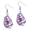  Murano Glass - Silver Foil Pink Rose Droplet Earrings