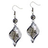  Earrings - Silver Foile Gray Twist Leaf Earrings