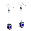 Dangle Turquoise And Purple Dotted Ball Murano Glass  Earrings 