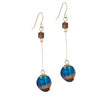 Dangle Bright Blue And Purple Ball Murano Glass Earrings