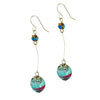 Dangle Turquoise And Purple Shade Ball Murano Glass Earrings