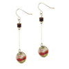 Dangle Green And Red Silver Foil Earrings