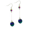 Dangle Dark Blue And Turquoise Ball Murano Glass Earrings