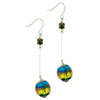 Dangle Bright Blue And Yellow Ball Murano Glass Earrings