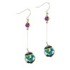 Dangle Blue Ball Green Mosaic Earrings