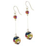 Dangle Blue Green Red Ball With Silver Foil Earrings