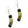 Dangle Curved Black Flowered Murano Glass Earrings