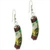 Dangle Curved Maroon Flowered Murano Glass Earrings