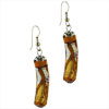 Dangle Curved Golden Orange Flowered Murano Glass Earrings