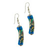 Dangle Curved Blue Flowered Murano Glass Earrings