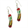 Dangle Curved Red Flowered Murano Glass Earrings