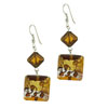Golden Orange Square Murano Glass Earrings