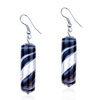 Dangle Brown And White Swirled  Murano   Glass  Earrings
