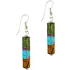 Dangle Turquoise Green And Orange Cylinder Earrings