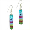 Blue Rainbow Silver Foil Cylinder Murano Glass Earrings