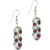 Dangle Green Purple Spotted Silver Foil Murano Glass Earrings