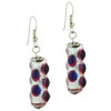 Dangle Clear Purple Spotted Silver Foil Murano Glass Earrings