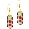 Golden Yellow Purple Spotted Silver Foil Murano Glass Earrings