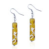 Dangle Yellow And Silver Foil Murano Glass Earrings