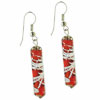 Dangle Red Orange Cylinder Murano Glass Earrings