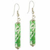 Dangle Lime Green Cylinder Murano Glass Earrings