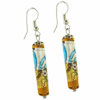 Dangle Golden Yellow Cylinder Flower Murano Glass Earrings