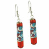 Red And Silver Flower Cylinder Murano Glass Earrings
