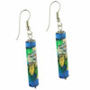 Dangle Blue Flower Cylinder Murano Glass Earrings