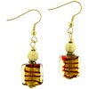 Gold Red Stripe Earrings