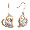 Golden Heart With Heart With Detailed Crystal&amp;April Birthstone Clear C...