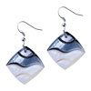 Silver And Gray Mother Of Pearl Square  Earring 