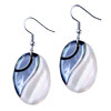 White And Pale Blue  Mother  Of Pearl Oval Earring