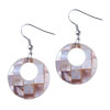 White And Bean Red  Mother  Of Pearl Circle Earring