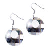 White And Dark Bluemother Of Pearl Circle  Earring 