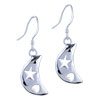 Heart And Star Hollow Carved Moon Shaped Earrings