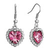 Silver Tone Heart With Clear Detailed Crystal And October Birthstone Rose ...