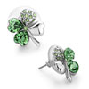 Silver Tone Four Leaf Clover With August Birthstone Peridot Crystal Hearts...