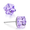 Classic Violet Austrian Crystal Cube Stud Earrings