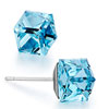 Classic March Birthstone Aquamarine Austrian Crystal Cube Stud Earrings