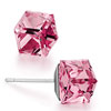 Classic October Birthstone Light Rose Austrian Crystal Cube Stud Earrings