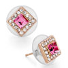 Rose Gold Square With Clear Crystal And October Birthstone Rose Austrian Crystal Stud Earrings