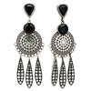 Silver  Chandelier  Black Resin Earrings