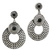 Silver Round With Black Resin Earrings