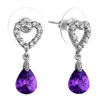 Heart With Clear Detailed Crystal Dangle Tanzanite Rhinestone Crystal Drop...