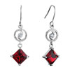 Silver Tone Ring With Clear Crystal Dangle July Birthstone Ruby Crystal Sq...