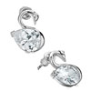 Silver Tone Cute  Swan  With April Birthstone Clear Crystal Drop  ... 