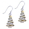 Two Tone Christams Tree 925 Sterling Silver  Earrings 